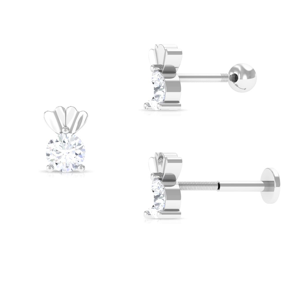 Certified Moissanite Solitaire Heart Earring for Tragus Piercing Moissanite - ( D-VS1 ) - Color and Clarity - Rosec Jewels