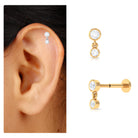 Round Bezel Set Moissanite Drop Earring for Helix Piercing Moissanite - ( D-VS1 ) - Color and Clarity - Rosec Jewels
