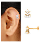 Unique Moissanite Star Earring for Cartilage Piercing Moissanite - ( D-VS1 ) - Color and Clarity - Rosec Jewels