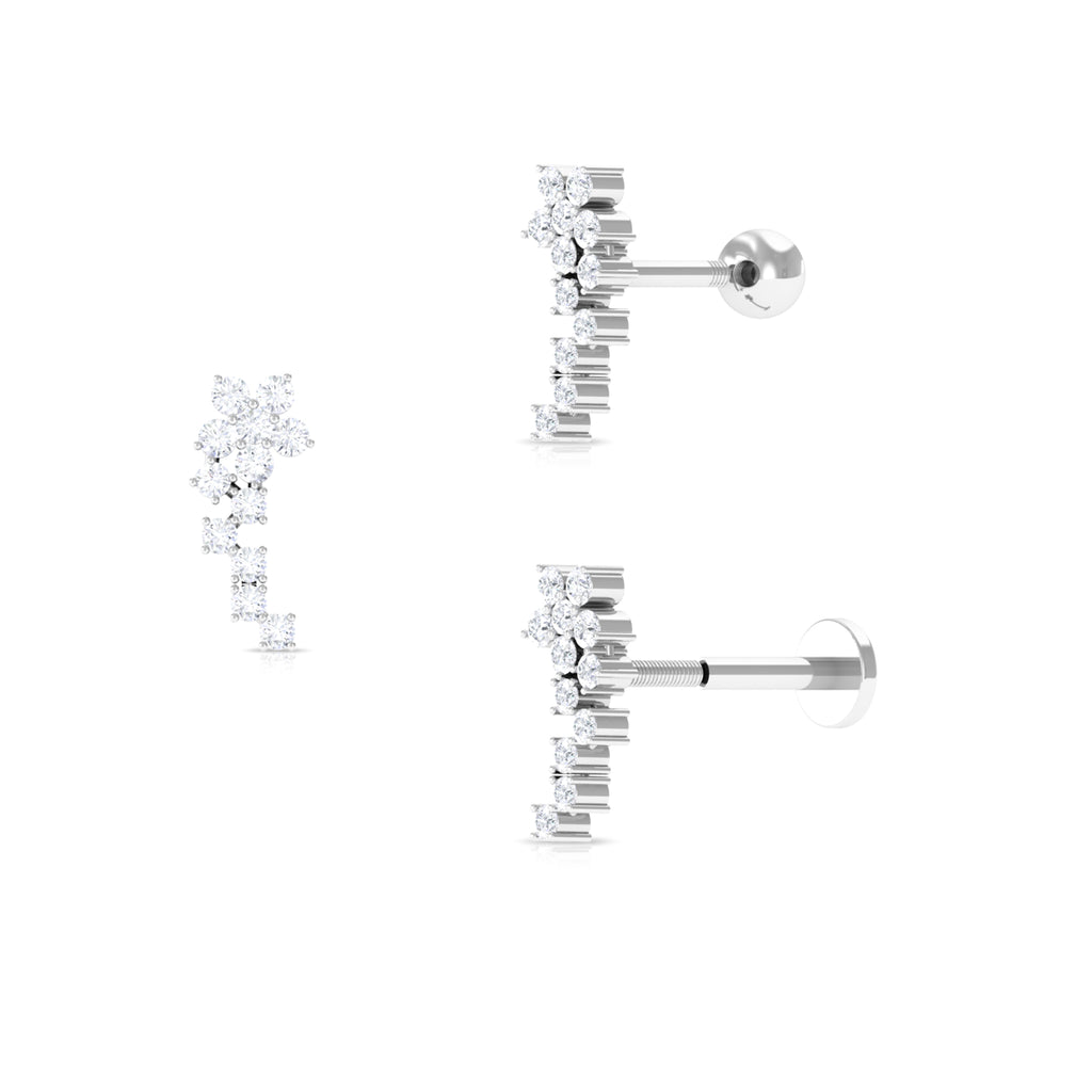 Moissanite Minimal Ear Crawler Earring for Cartilage Piercing Moissanite - ( D-VS1 ) - Color and Clarity - Rosec Jewels
