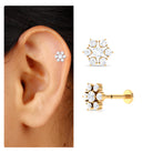 Round Cut Moissanite Cluster Floral Cartilage Earring Moissanite - ( D-VS1 ) - Color and Clarity - Rosec Jewels