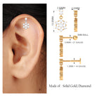 Moissanite Flower Drop Earring for Cartilage Piercing Moissanite - ( D-VS1 ) - Color and Clarity - Rosec Jewels