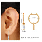 Baguette Moissanite Hoop Dangle Earring for Upper Lobe Piercing Moissanite - ( D-VS1 ) - Color and Clarity - Rosec Jewels