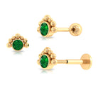 Dainty Round Emerald Tragus Earring Gold Emerald - ( AAA ) - Quality - Rosec Jewels