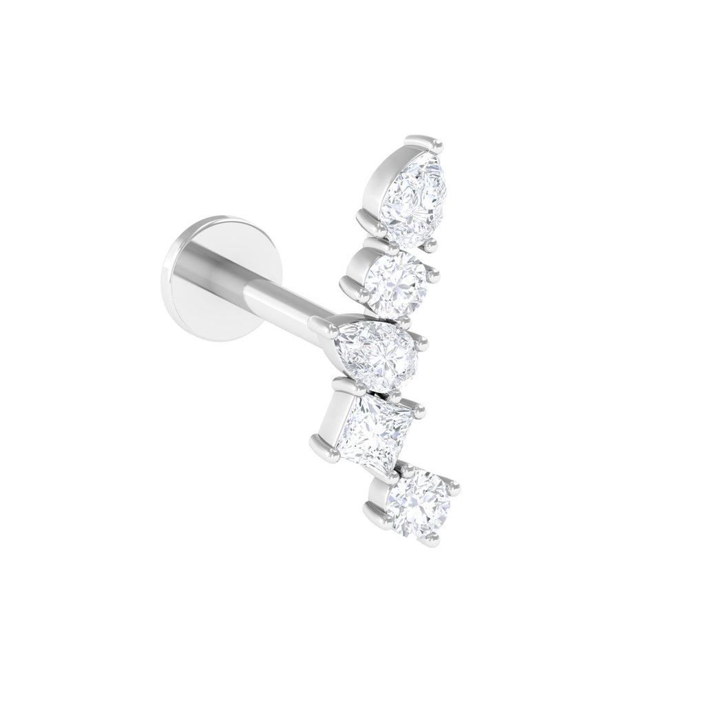Certified Moissanite Crawler Earring in Prong Setting Moissanite - ( D-VS1 ) - Color and Clarity - Rosec Jewels