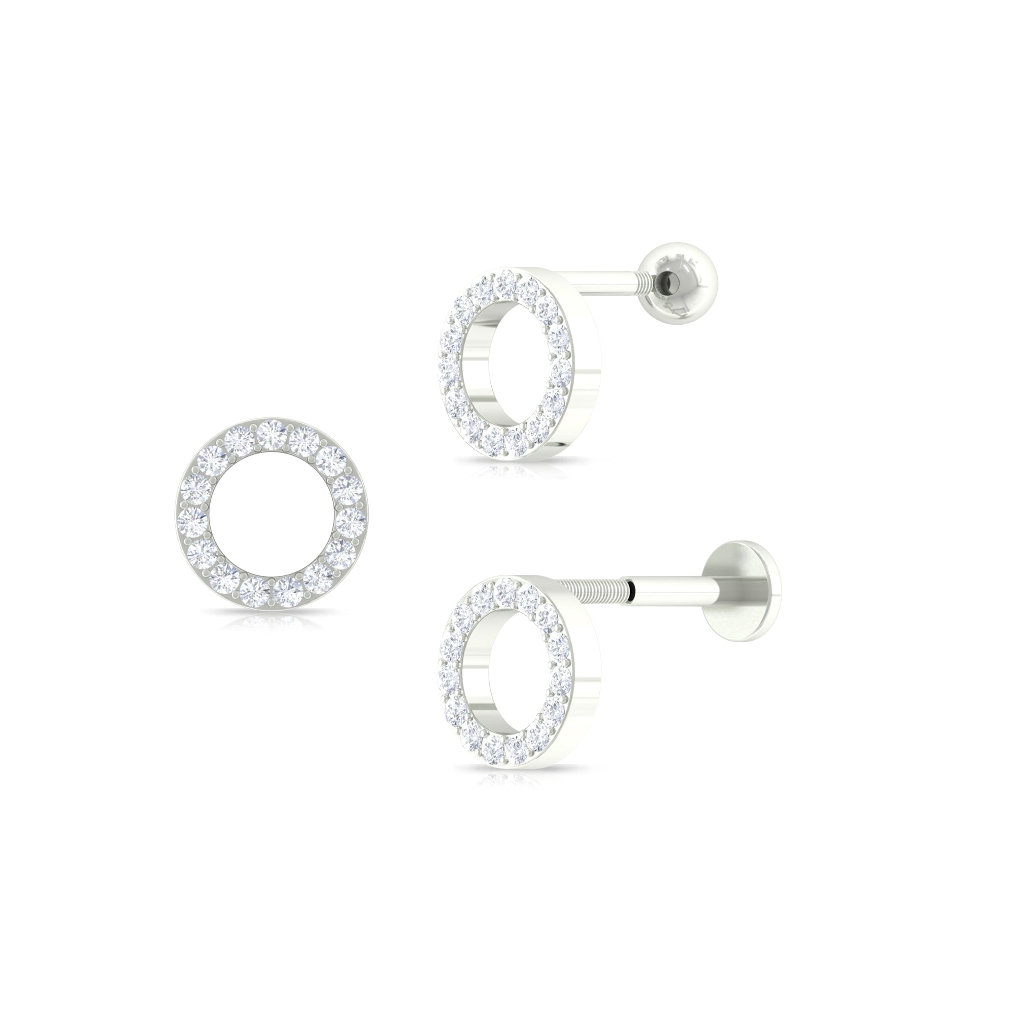 Moissanite Open Circle Earring for Cartilage Piercing Moissanite - ( D-VS1 ) - Color and Clarity - Rosec Jewels