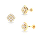 Vintage Inspired Moissanite Geometric Earring in Gold Moissanite - ( D-VS1 ) - Color and Clarity - Rosec Jewels