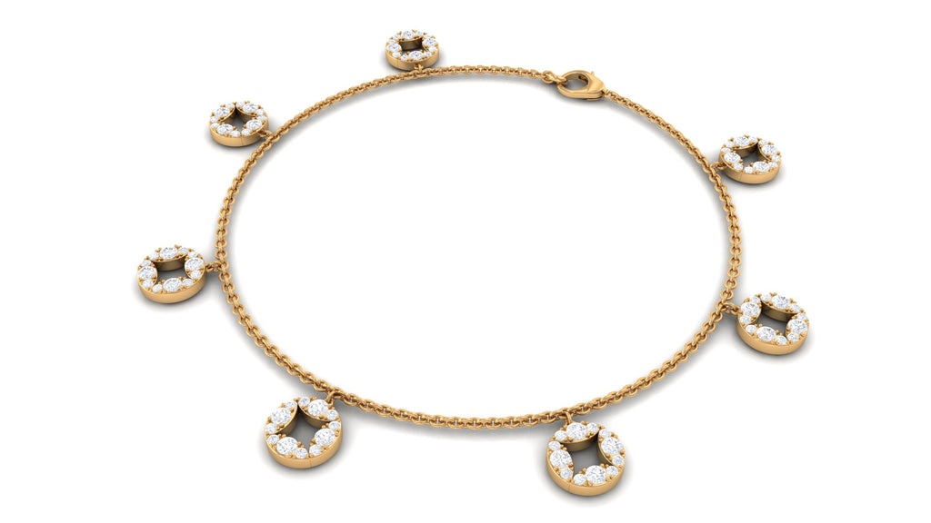 1.75 CT Minimal Moissanite Gold Chain Charm Bracelet Moissanite - ( D-VS1 ) - Color and Clarity - Rosec Jewels