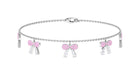 Pink Sapphire and Moissanite Bow Charm Bracelet Pink Sapphire - ( AAA ) - Quality - Rosec Jewels