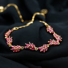Marquise Lab Grown Ruby Leaf Bolo Bracelet Lab Created Ruby - ( AAAA ) - Quality - Rosec Jewels