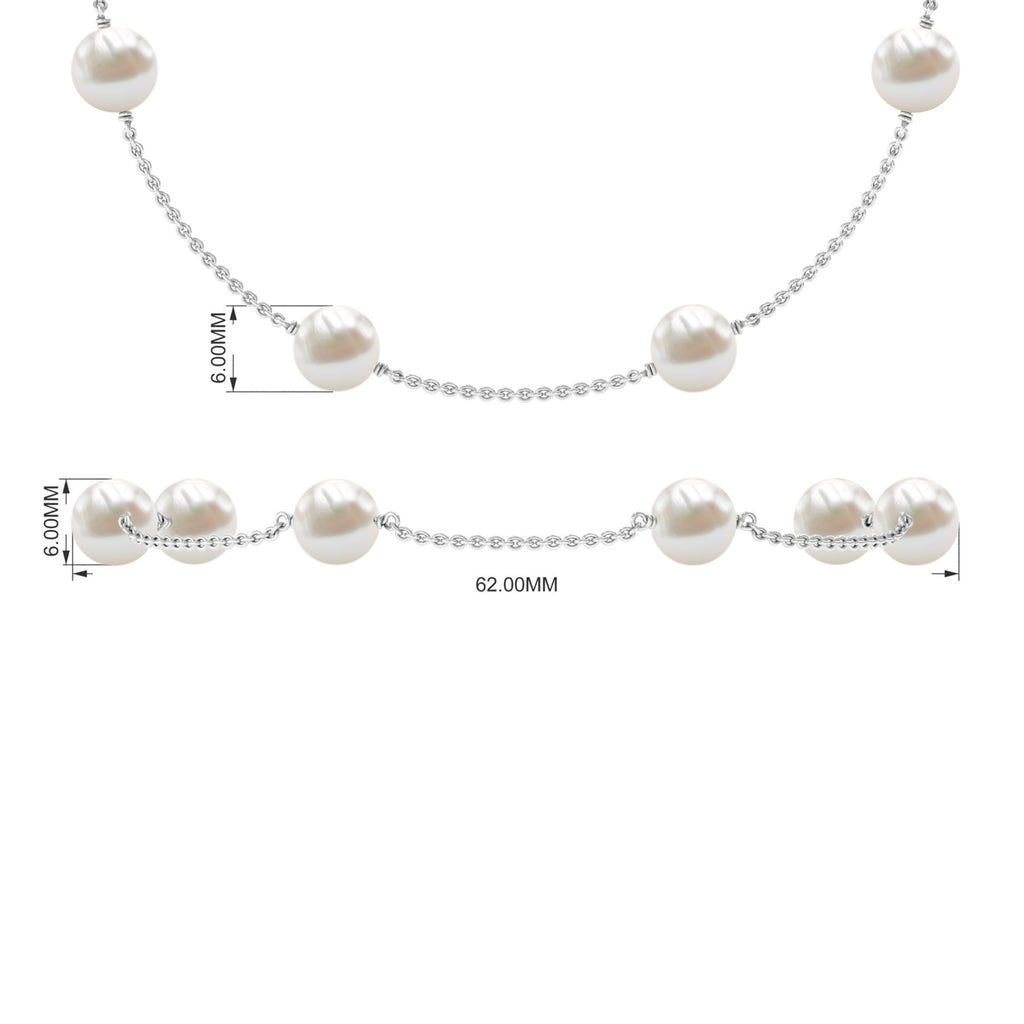 Freshwater Pearl and Gold Station Chain Bracelet Freshwater Pearl - ( AAA ) - Quality - Rosec Jewels