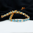 Pear Cut Swiss Blue Topaz East West Tennis Bracelet Swiss Blue Topaz - ( AAA ) - Quality - Rosec Jewels