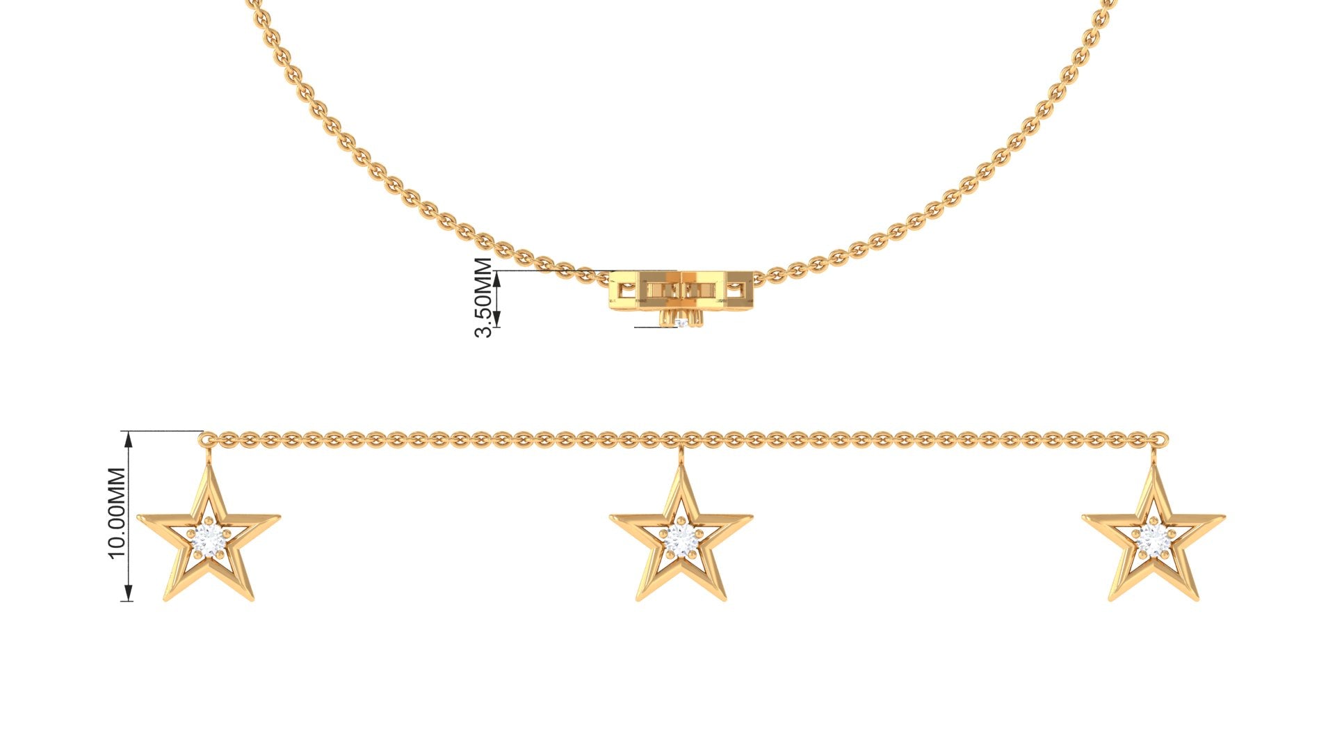 Elegant Cubic Zirconia Star Charm Chain Bracelet Zircon - ( AAAA ) - Quality - Rosec Jewels