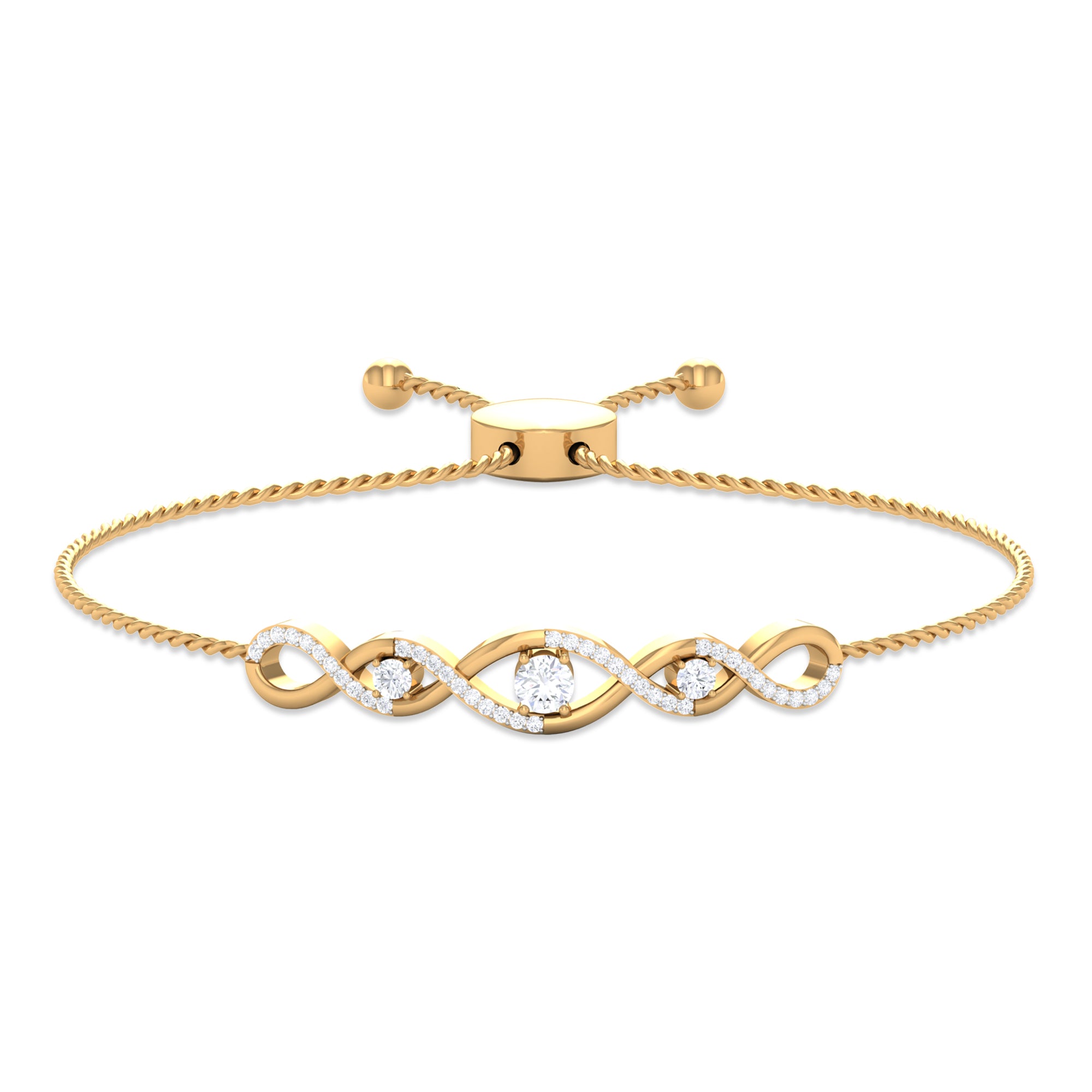 0.75 CT Zircon Infinity Braided Bolo Chain Bracelet Zircon - ( AAAA ) - Quality - Rosec Jewels