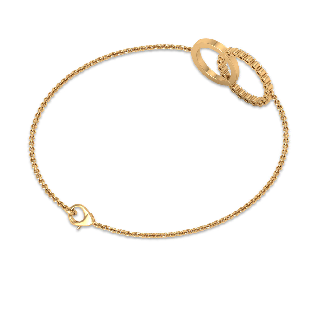 1 CT Zircon Eternity Interlock Chain Bracelet in Gold Zircon - ( AAAA ) - Quality - Rosec Jewels