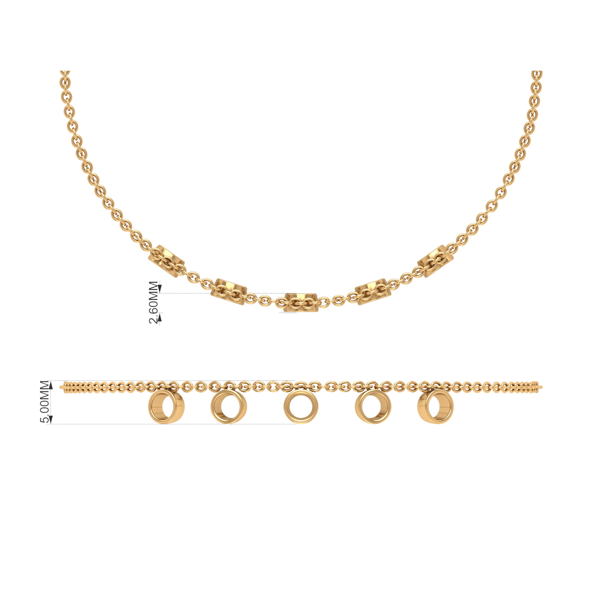 1/2 CT Bezel Set Round Zircon Station Chain Bracelet Zircon - ( AAAA ) - Quality - Rosec Jewels