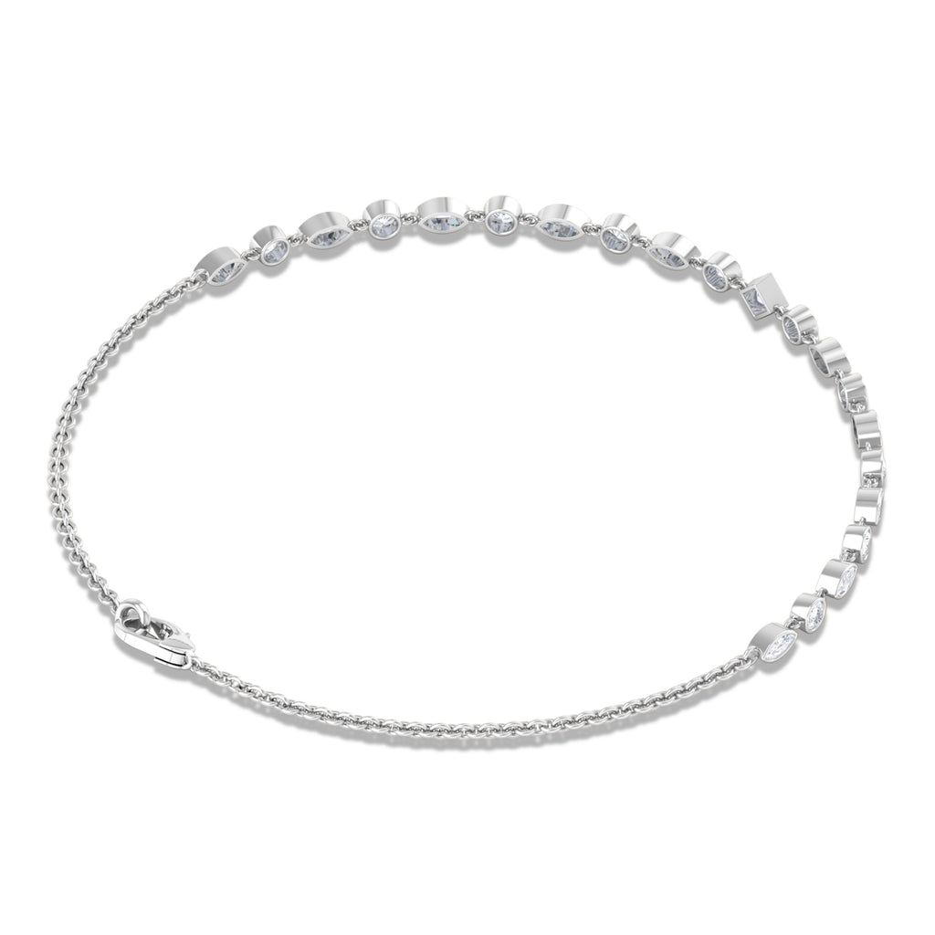 Bezel Set Cubic Zirconia Geometric Shape Chain Bracelet Zircon - ( AAAA ) - Quality - Rosec Jewels