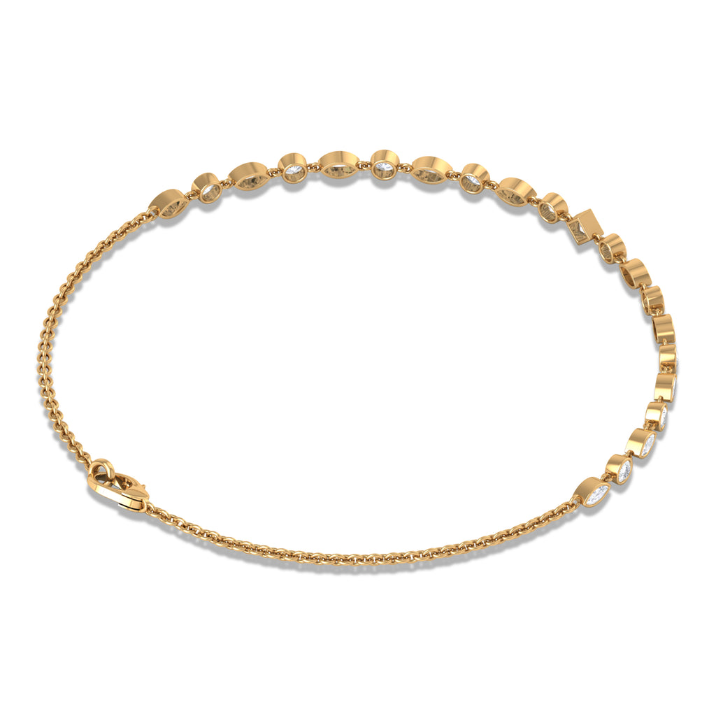 Bezel Set Cubic Zirconia Geometric Shape Chain Bracelet Zircon - ( AAAA ) - Quality - Rosec Jewels