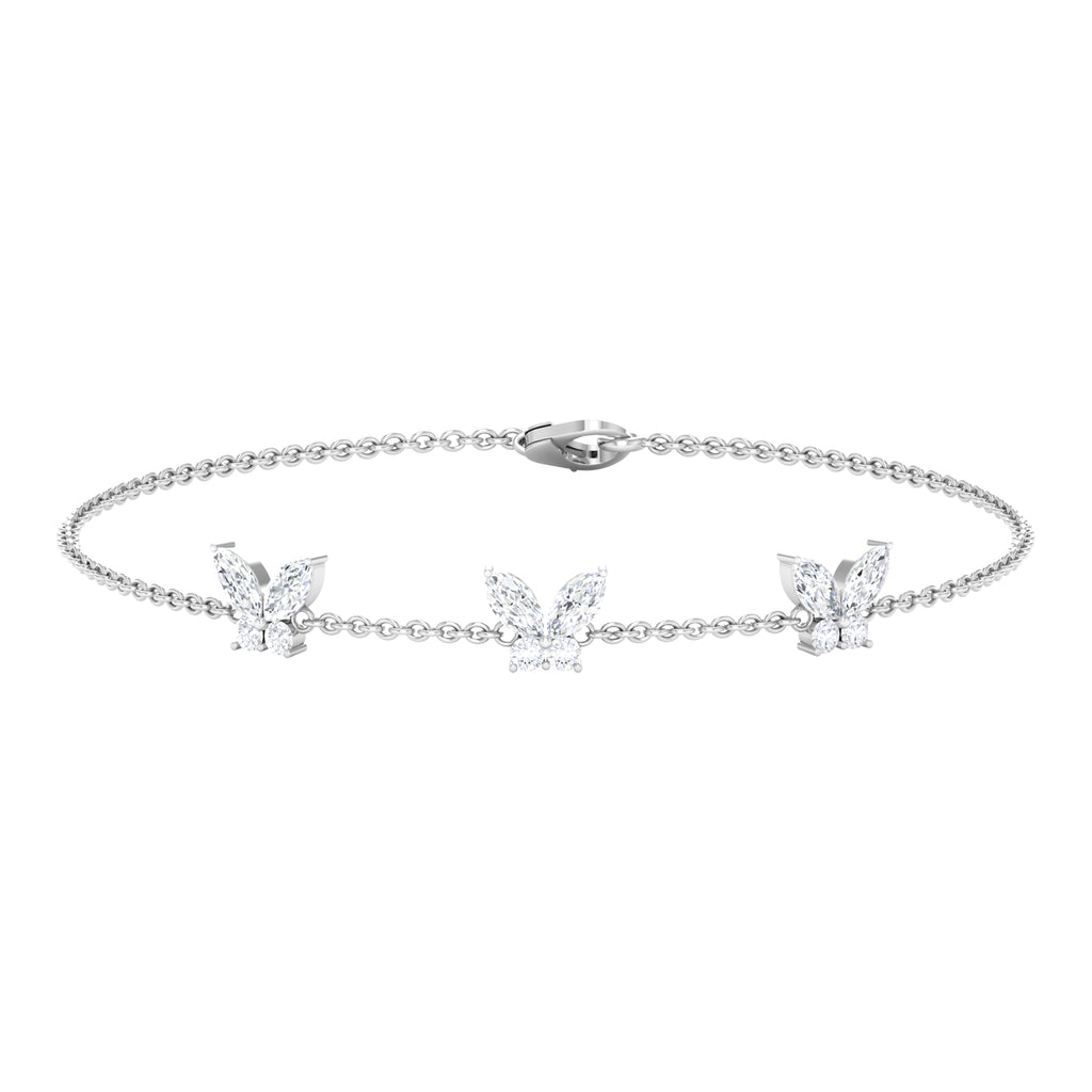 1.50 CT Zircon Butterfly Station Chain Bracelet in Gold Zircon - ( AAAA ) - Quality - Rosec Jewels
