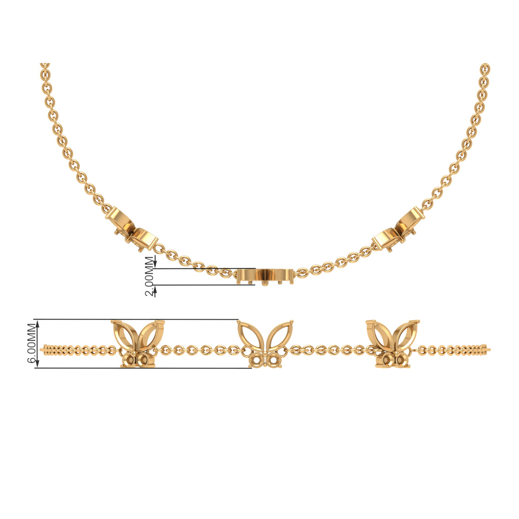 1.50 CT Zircon Butterfly Station Chain Bracelet in Gold Zircon - ( AAAA ) - Quality - Rosec Jewels
