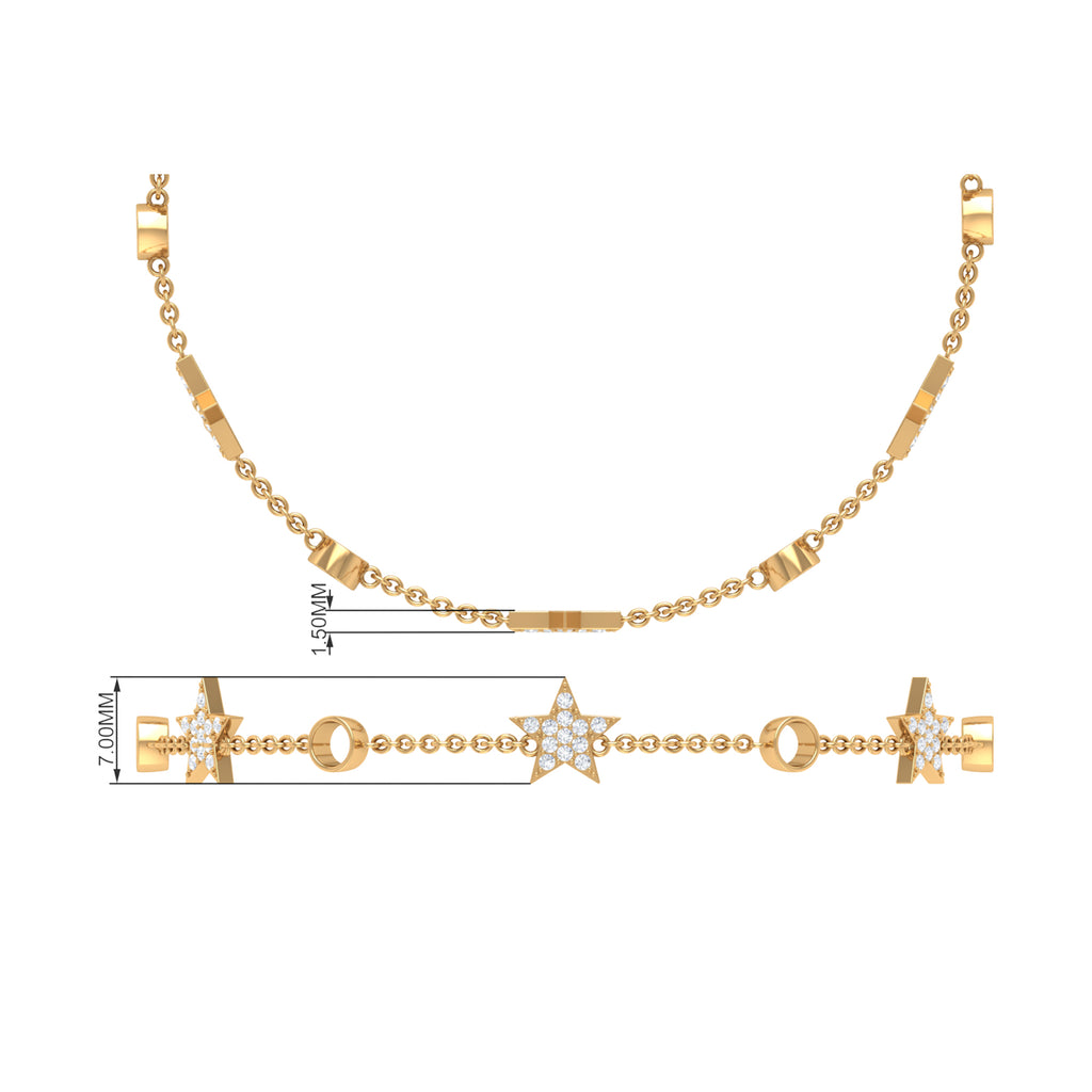 1.25 CT Round Zircon Celestial Station Chain Bracelet in Gold Zircon - ( AAAA ) - Quality - Rosec Jewels