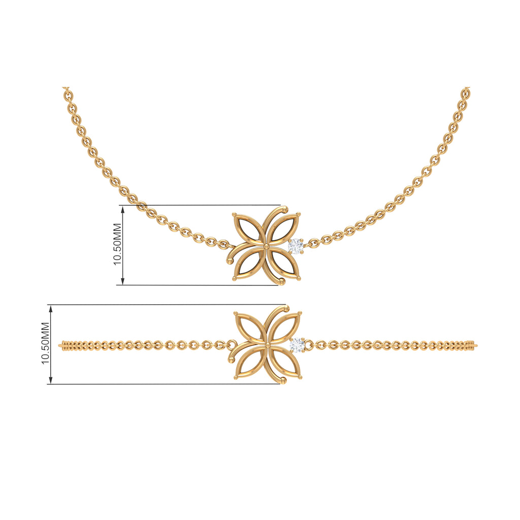 Certified Moissanite Flower Chain Bracelet Moissanite - ( D-VS1 ) - Color and Clarity - Rosec Jewels