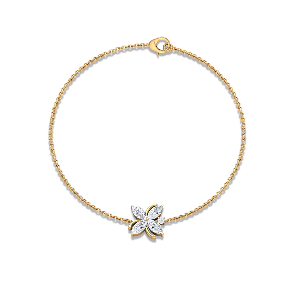 Certified Moissanite Flower Chain Bracelet Moissanite - ( D-VS1 ) - Color and Clarity - Rosec Jewels