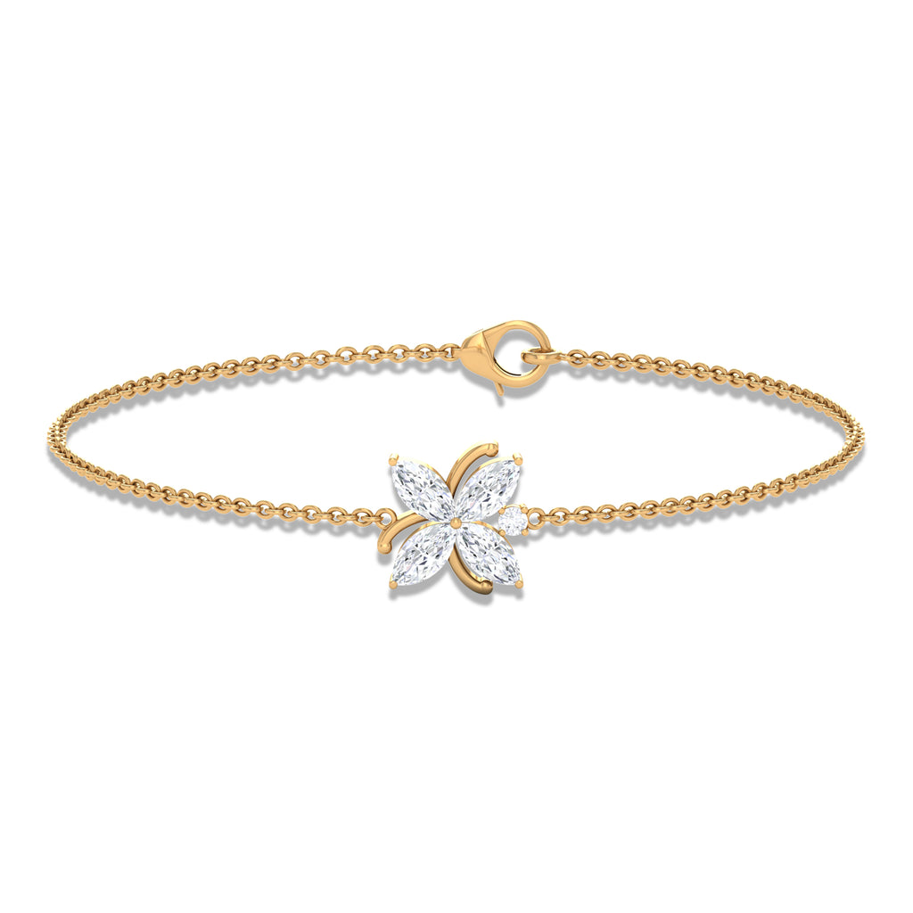 1.25 CT Marquise and Round Cut Zircon Flower Chain Bracelet Zircon - ( AAAA ) - Quality - Rosec Jewels