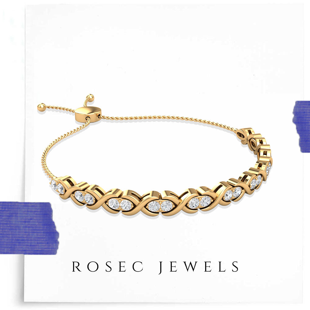 Moissanite Infinity Tennis Bolo Bracelet Moissanite - ( D-VS1 ) - Color and Clarity - Rosec Jewels