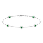 0.75 CT Bezel Set Emerald Seven Stone Station Chain Bracelet Emerald - ( AAA ) - Quality - Rosec Jewels
