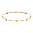 Round Yellow Sapphire Seven Stone Station Chain Bracelet Yellow Sapphire - ( AAA ) - Quality - Rosec Jewels
