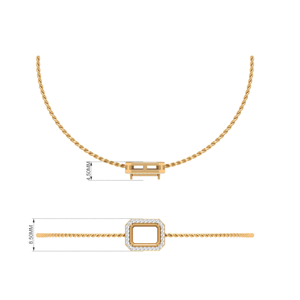 Rosec Jewels-2.25 CT Octagon Cut Ethiopian Opal and Diamond Bolo Chain Bracelet