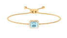 6X8 MM Emerald Cut Shape Sky Blue Topaz Bolo Chain Bracelet with Diamond Accent Sky Blue Topaz - ( AAA ) - Quality - Rosec Jewels