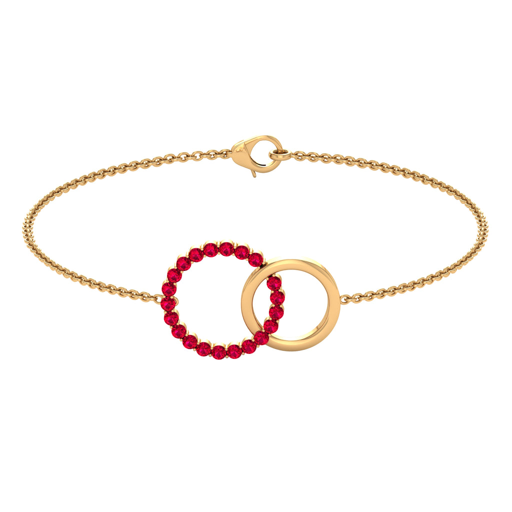 0.75 CT Round Cut Ruby Interlock Chain Eternity Bracelet in Prong Setting Ruby - ( AAA ) - Quality - Rosec Jewels