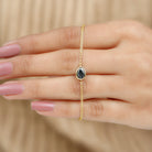 5X7 MM Bezel Set Pear Cut Solitaire Black Diamond Chain Bracelet Black Diamond - ( AAA ) - Quality - Rosec Jewels