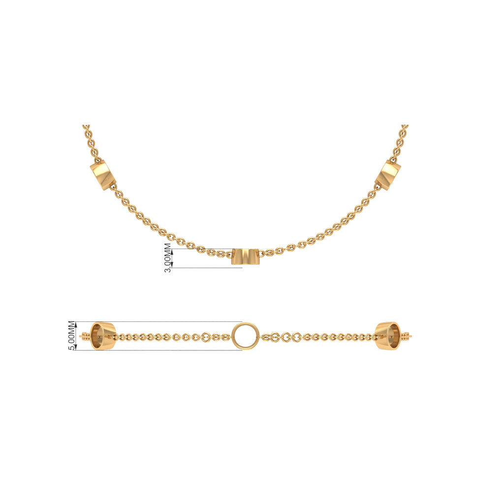 3 CT Bezel Set Black Diamond Station Chain Bracelet in Gold Black Diamond - ( AAA ) - Quality - Rosec Jewels