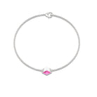 Princess Cut Pink Sapphire Solitaire Chain Bracelet Pink Sapphire - ( AAA ) - Quality - Rosec Jewels