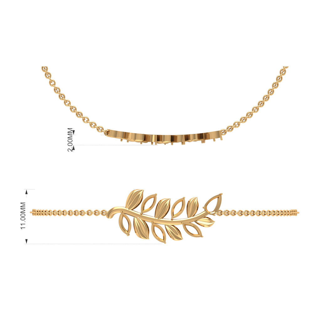 Moissanite Gold Leaf Branch Chain Bracelet Moissanite - ( D-VS1 ) - Color and Clarity - Rosec Jewels