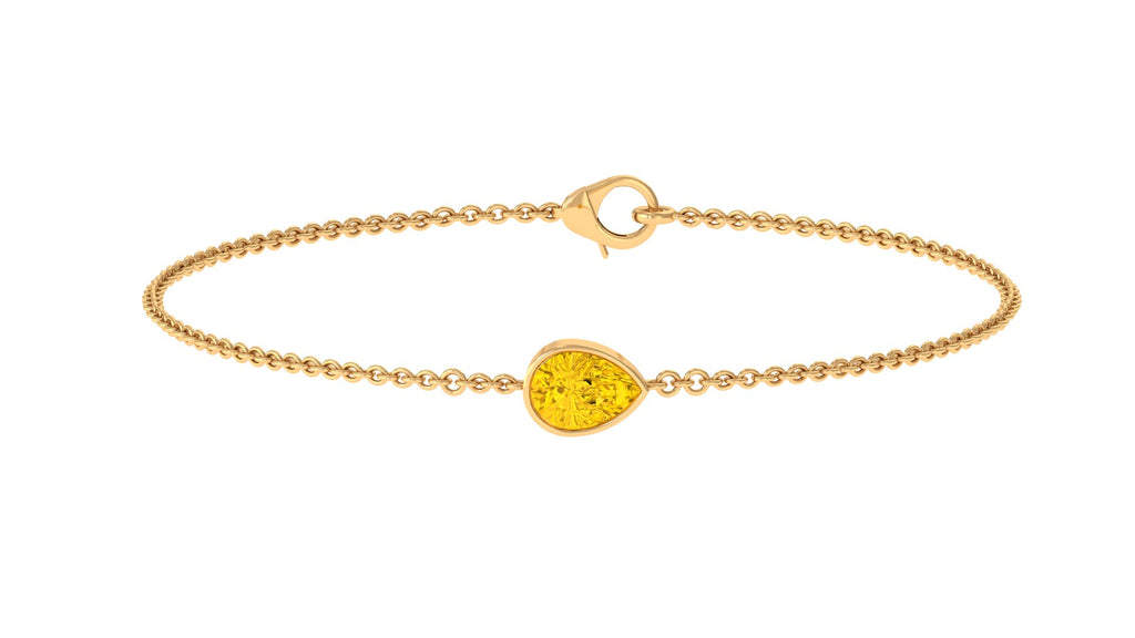 Pear Cut Yellow Sapphire Solitaire Chain Bracelet Yellow Sapphire - ( AAA ) - Quality - Rosec Jewels