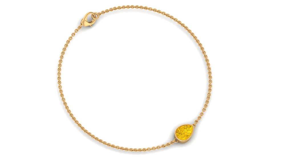 Pear Cut Yellow Sapphire Solitaire Chain Bracelet Yellow Sapphire - ( AAA ) - Quality - Rosec Jewels