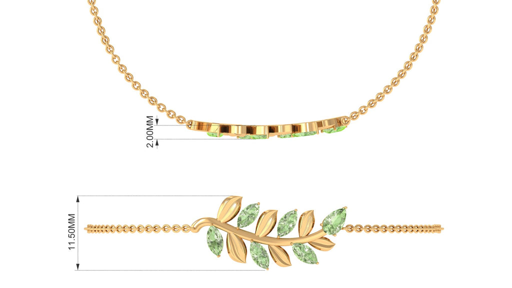 Marquise and Pear Cut Green Sapphire Leaf Chain Bracelet Green Sapphire - ( AAA ) - Quality - Rosec Jewels