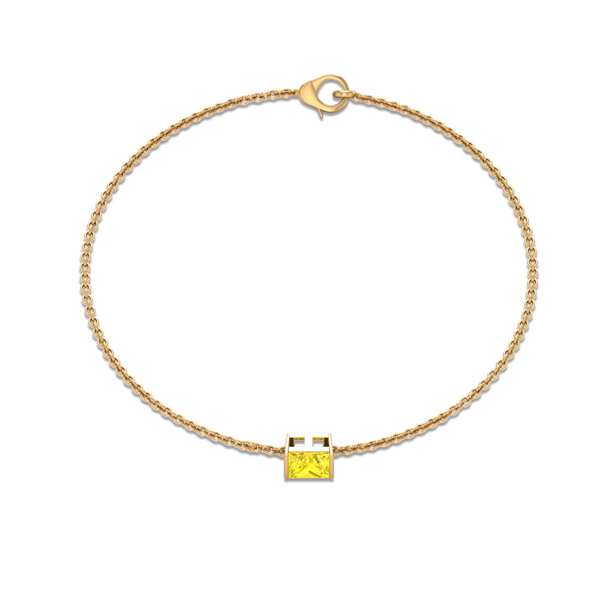 Princess Cut Yellow Sapphire Solitaire Bracelet in Bar Setting Yellow Sapphire - ( AAA ) - Quality - Rosec Jewels
