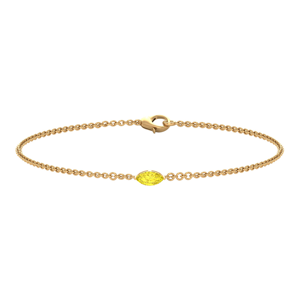 Marquise Shape Solitaire Yellow Sapphire East West Chain Bracelet Yellow Sapphire - ( AAA ) - Quality - Rosec Jewels