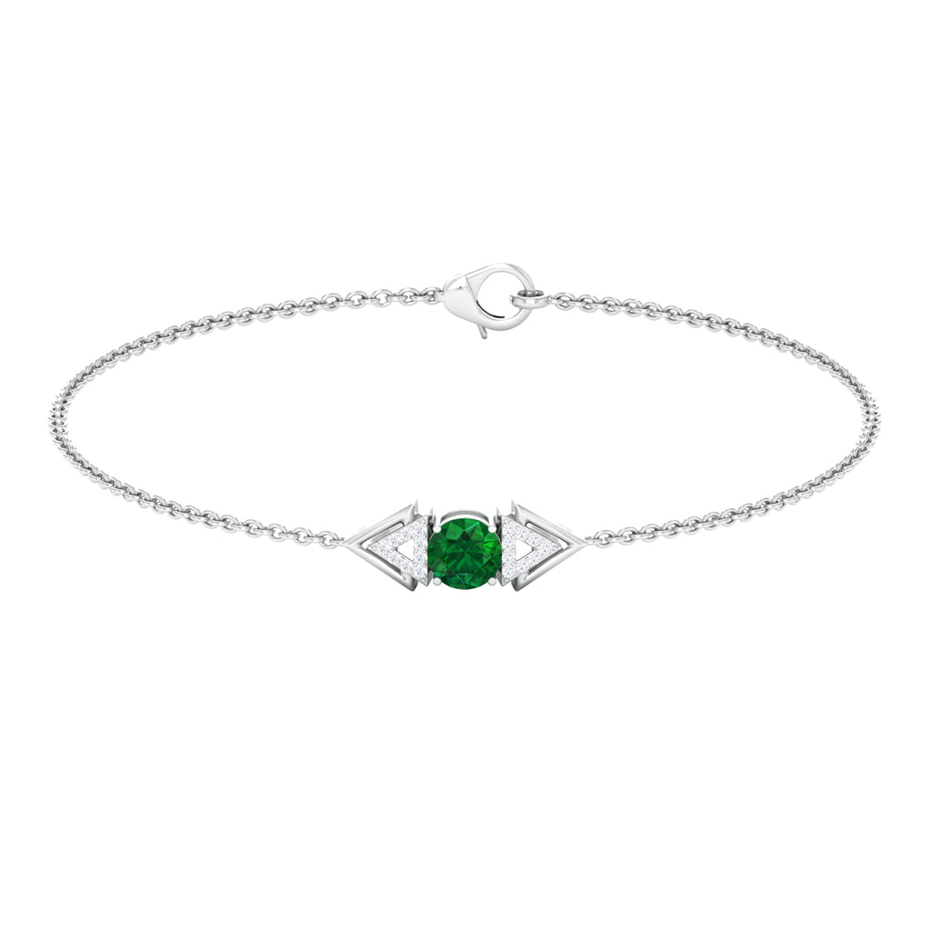 1/2 CT Minimal Emerald and Diamond Geometric Chain Bracelet Emerald - ( AAA ) - Quality - Rosec Jewels