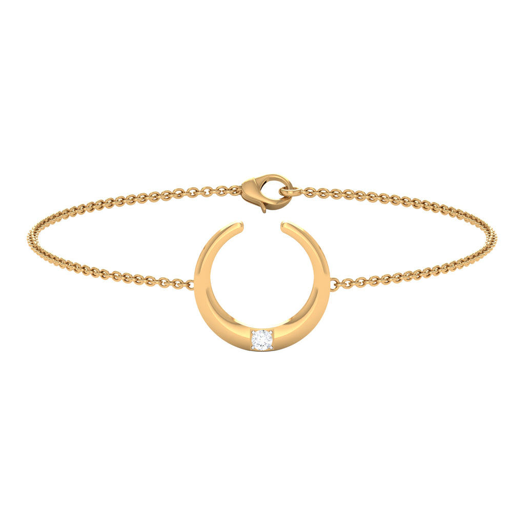 Gold Moon Chain Bracelet with Diamond Diamond - ( HI-SI ) - Color and Clarity - Rosec Jewels