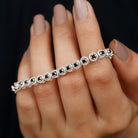 Lab Grown Black Diamond Tennis Bracelet with Rope Frame Lab Created Black Diamond - ( AAAA ) - Quality - Rosec Jewels