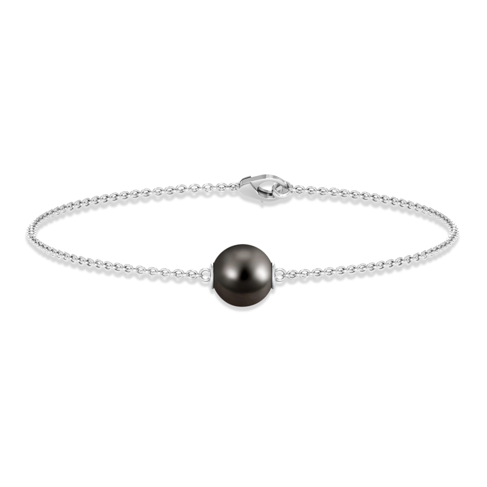 8 CT Elegant Tahitian Pearl Solitaire Chain Bracelet in Gold Tahitian pearl - ( AAA ) - Quality - Rosec Jewels