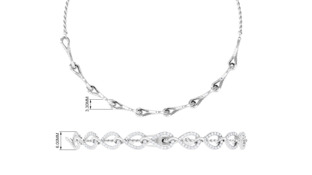1 CT Zircon Minimal Infinity Bolo Bracelet Zircon - ( AAAA ) - Quality - Rosec Jewels