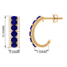 2.25 CT Blue Sapphire and Diamond Half Hoop Earrings Blue Sapphire - ( AAA ) - Quality - Rosec Jewels