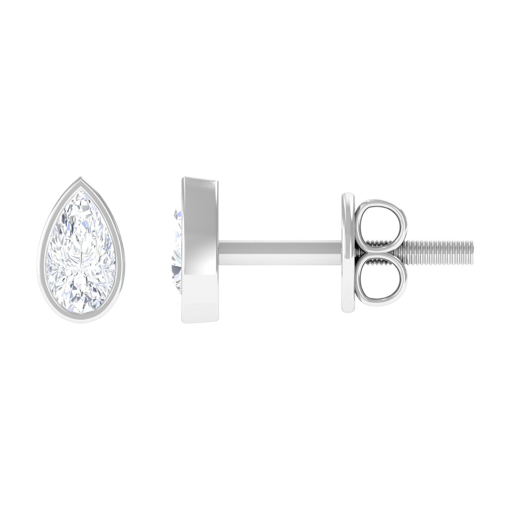 Solitaire 1/4 CT Pear Cut Diamond Stud Earrings Diamond - ( HI-SI ) - Color and Clarity - Rosec Jewels